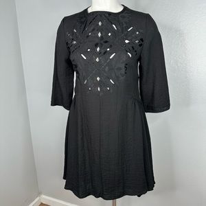 Three of Something Rare Business Casual Black Fit & Flare Dress Sz 6